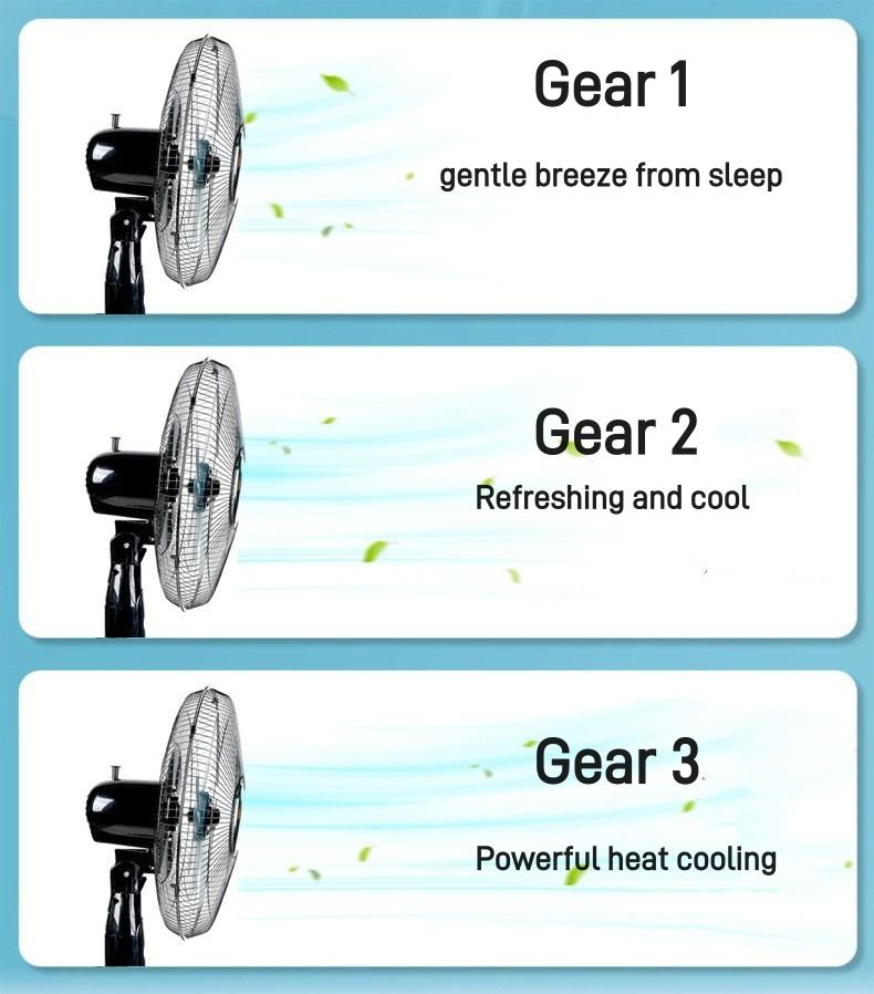 16-inch solar fan rechargeable floor fan with strong wind power and long battery life