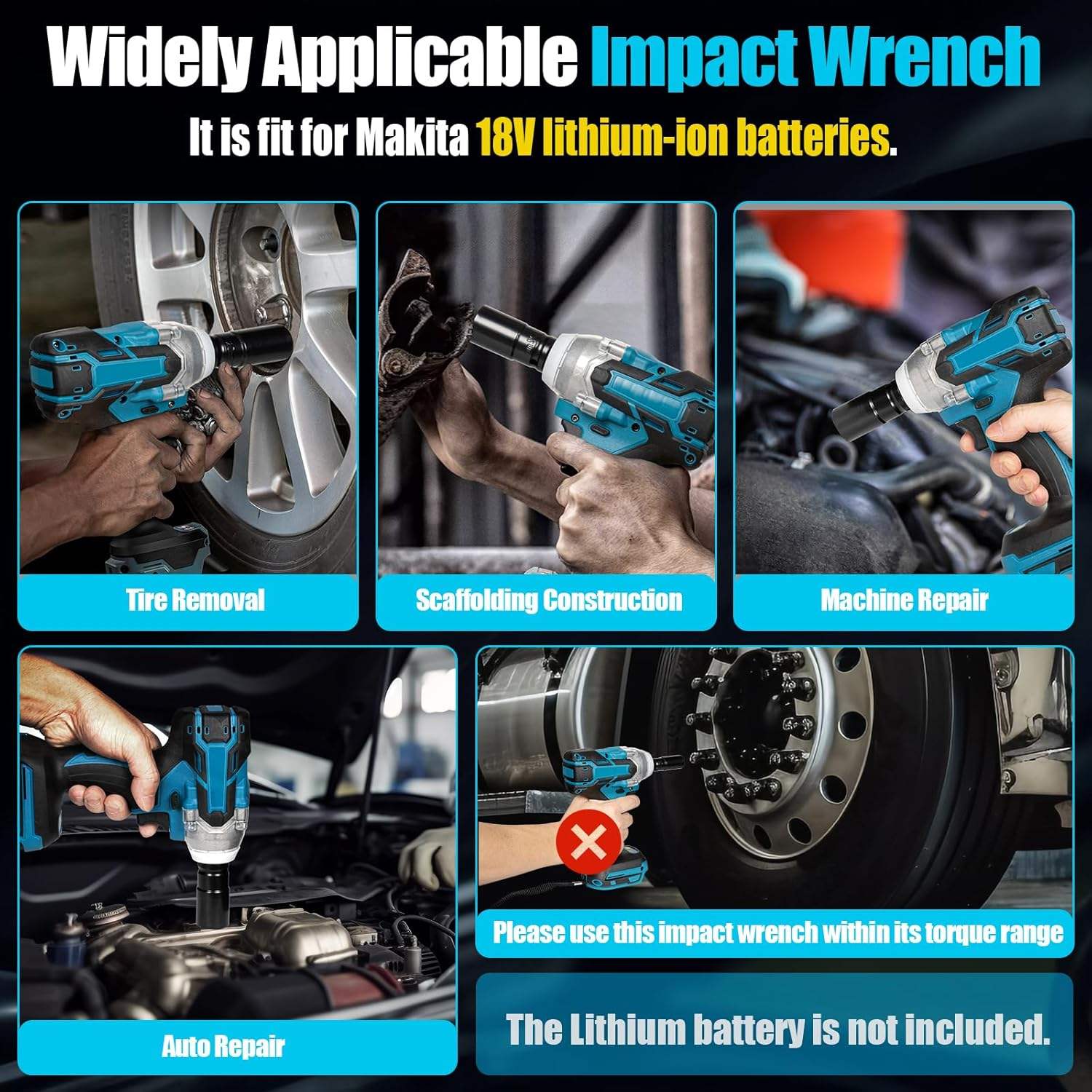 High-Torque 21V Cordless Lithium-Ion Impact Wrench