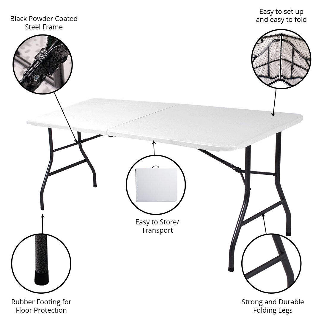 Outdoor plastic folding table, plastic chairs, dining furniture, garden, party, wedding, folding high-quality 6 feet / 8 feet