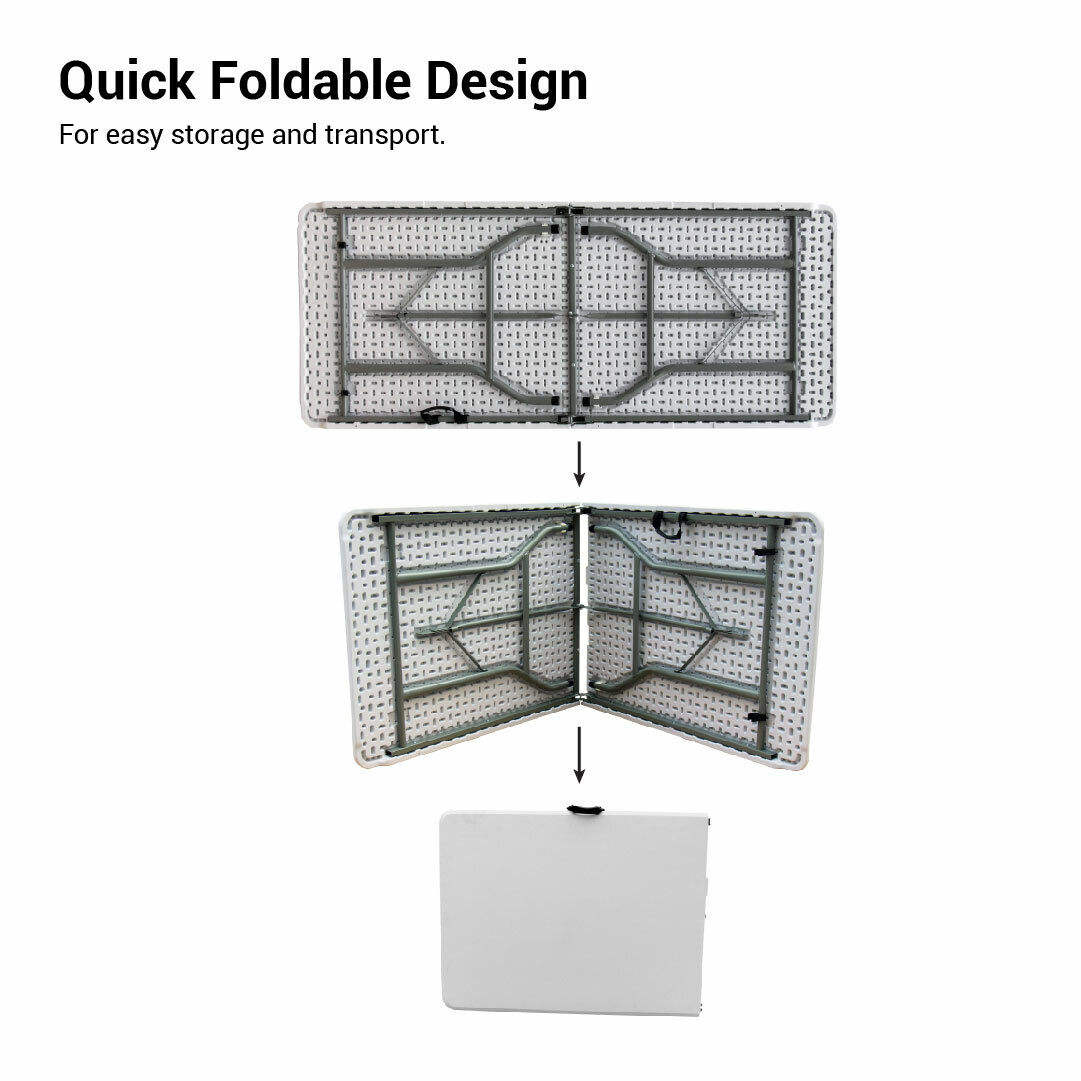 Outdoor plastic folding table, plastic chairs, dining furniture, garden, party, wedding, folding high-quality 6 feet / 8 feet