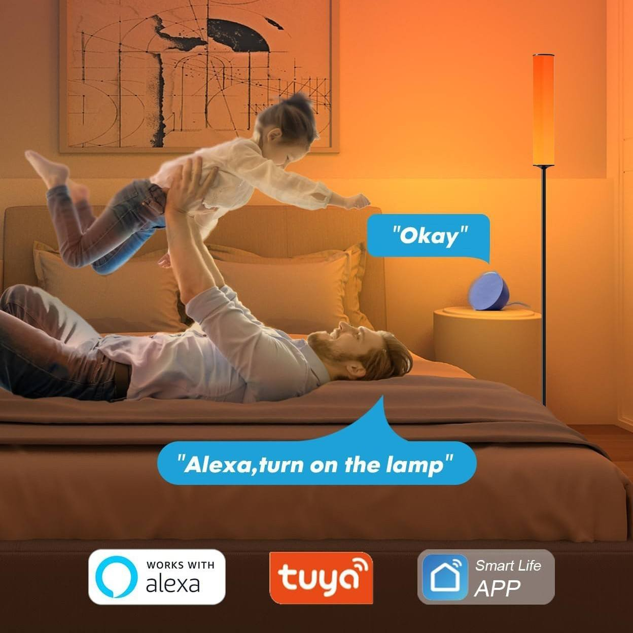 Atmosphere Home Smart App Control Music Sync LED RGB White Stand Floor Light Living Room Bedroom Corner Light