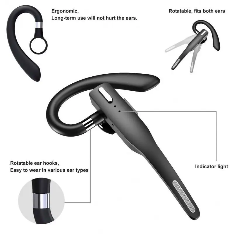 YYK525 Ear-hook Bluetooth Headset, Waterproof, Single Ear, Business Wireless