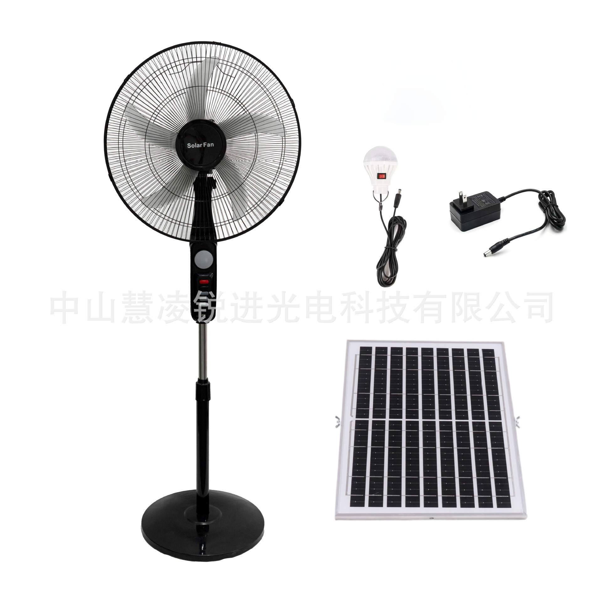 16-inch solar fan rechargeable floor fan with strong wind power and long battery life