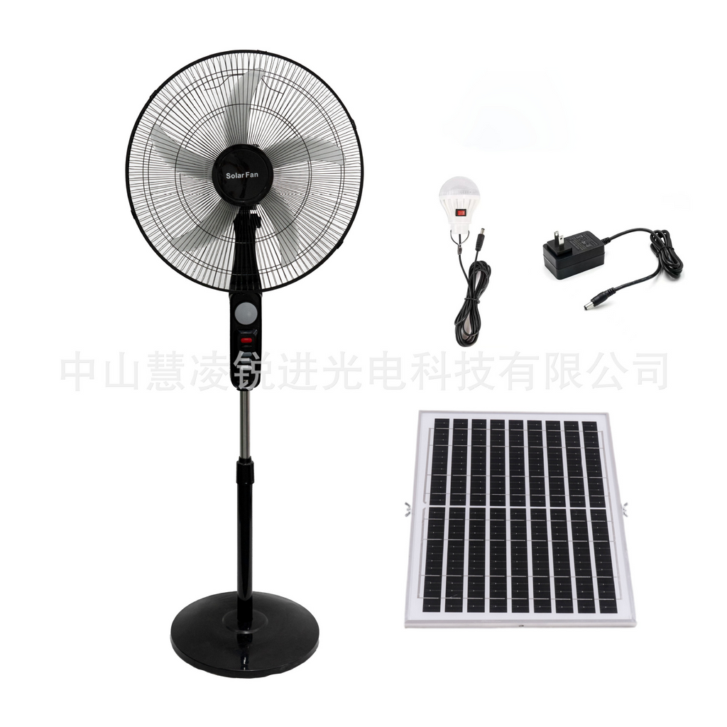 16-inch solar fan rechargeable floor fan with strong wind power and long battery life