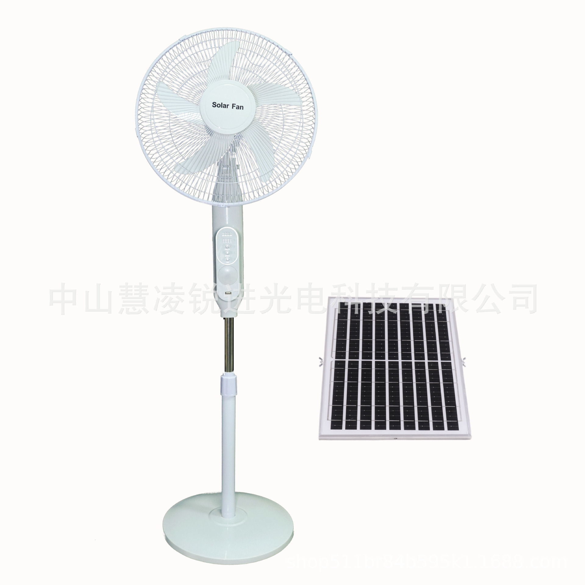 16-inch solar fan rechargeable floor fan with strong wind power and long battery life