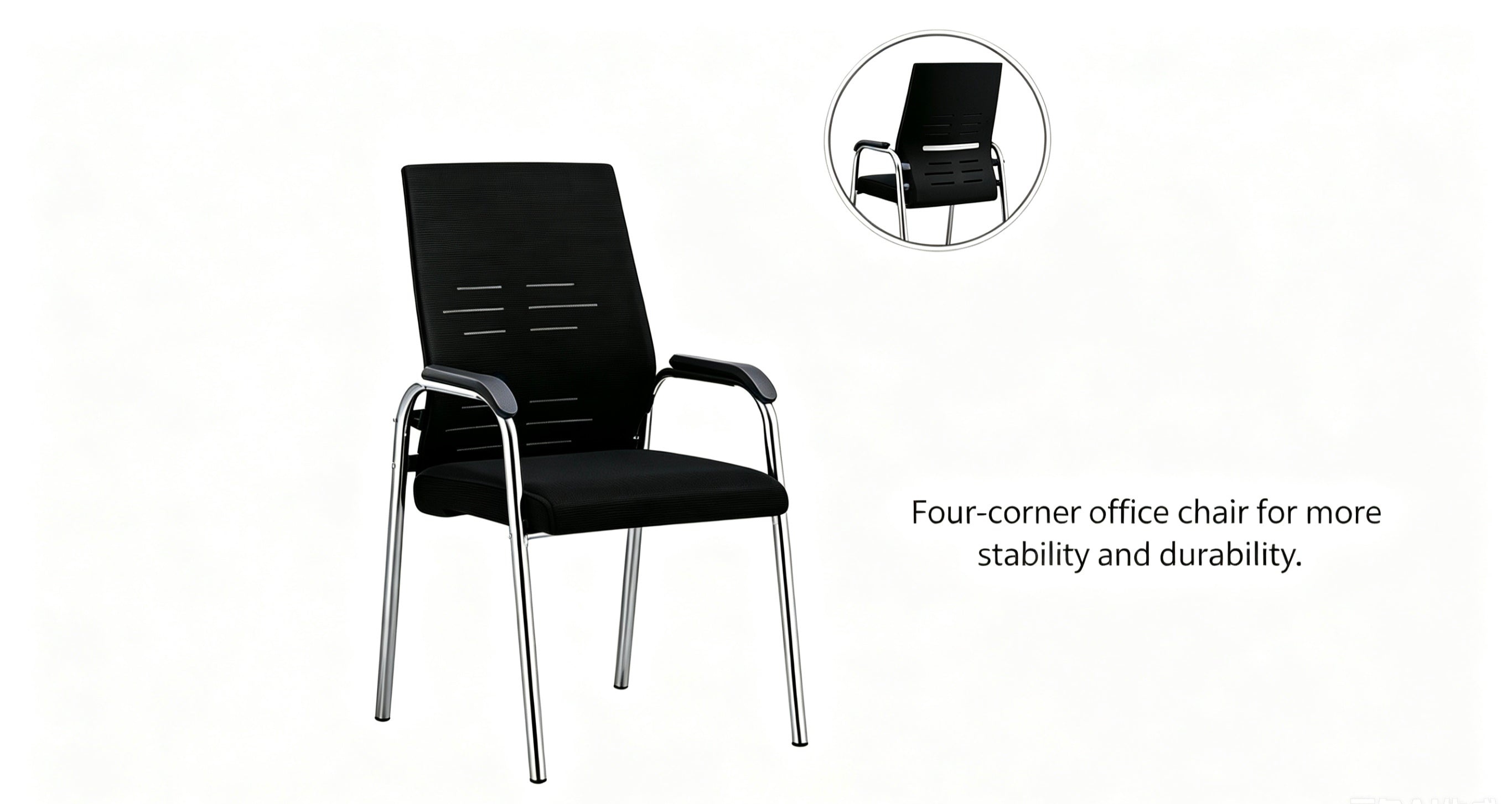 Modern Black Office Mesh Chair Stackable Upholstered Ergonomic Office Chair
