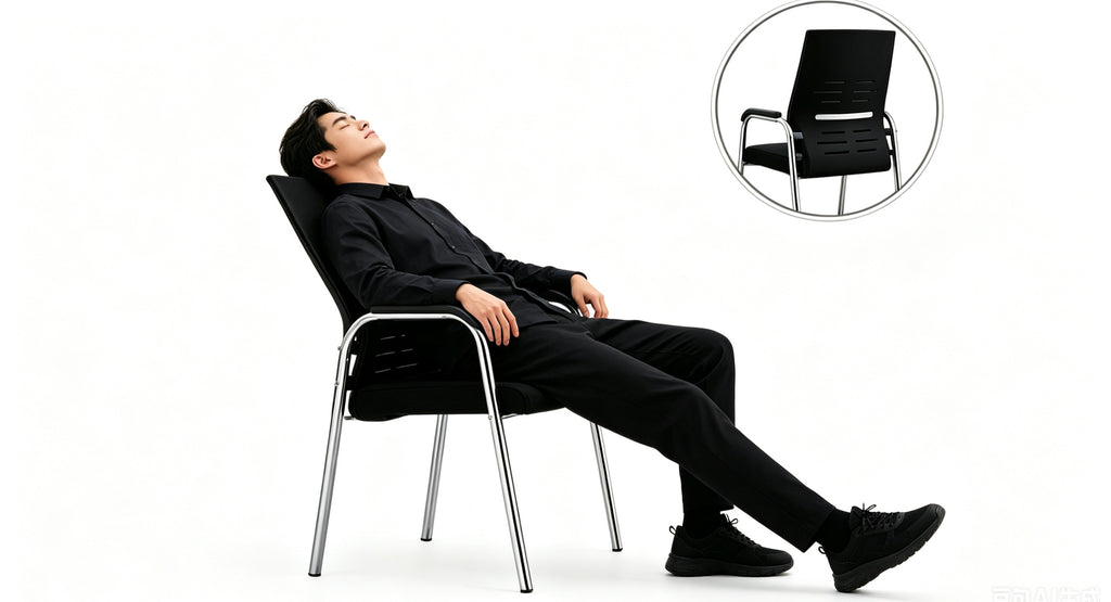 Modern Black Office Mesh Chair Stackable Upholstered Ergonomic Office Chair