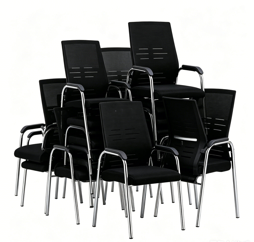 Modern Black Office Mesh Chair Stackable Upholstered Ergonomic Office Chair