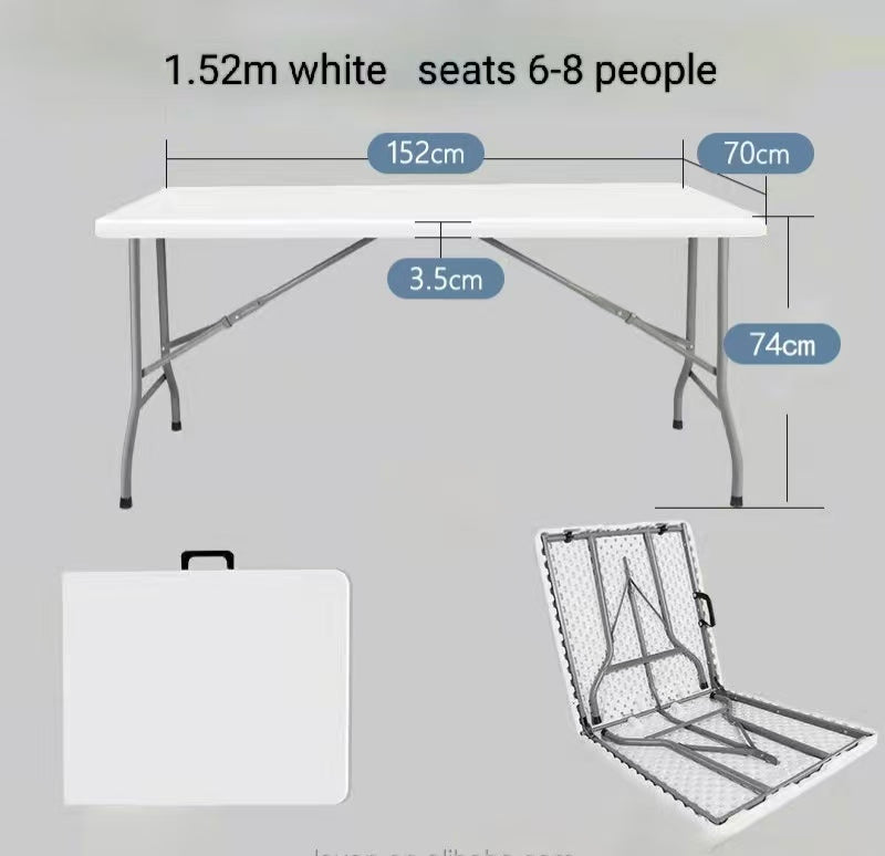 Outdoor plastic folding table, plastic chairs, dining furniture, garden, party, wedding, folding high-quality 5 feet