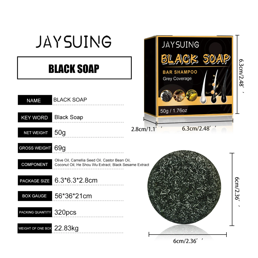 Portable Solid Black Shampoo Bar, Gradually Cover Gray Hair For Daily Use