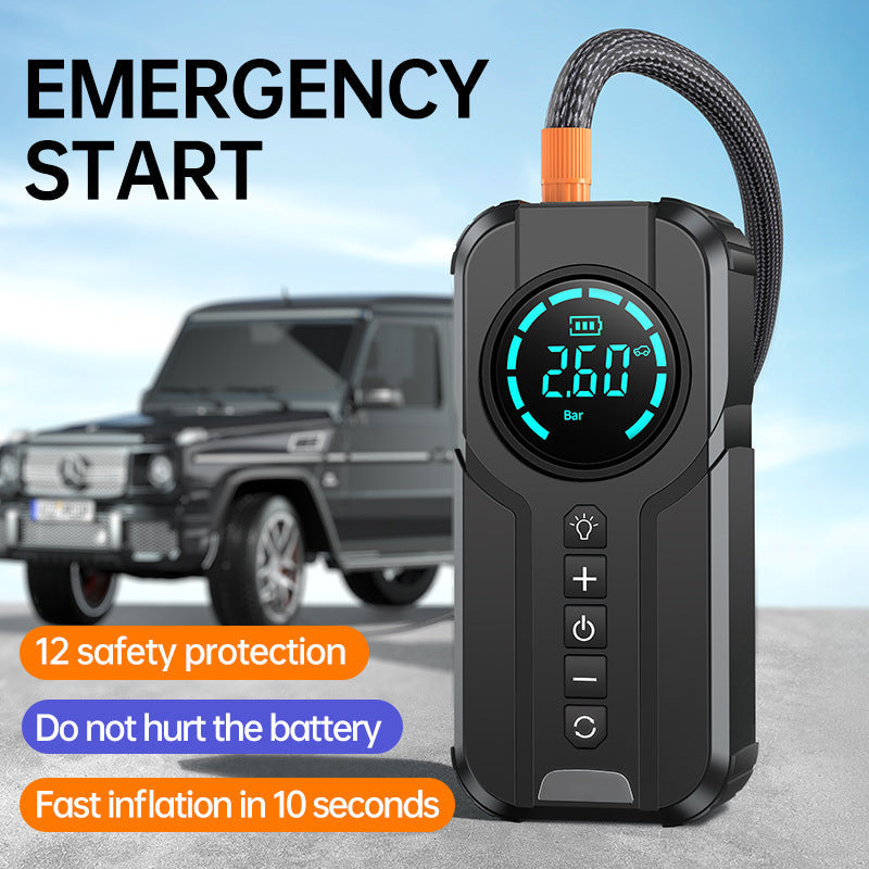 Car Jump Starter with Air Pump, 2-in-1 Multifunctional Portable Battery Emergency Starting Power Bank, Auto Tire Inflator & Car Battery Booster