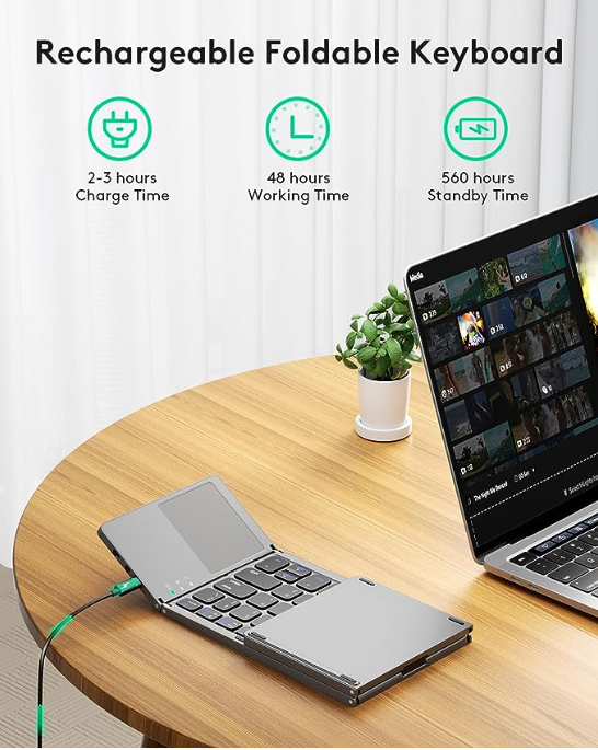 Hot Sale Mini Wireless Foldable bt portable folding Keyboard