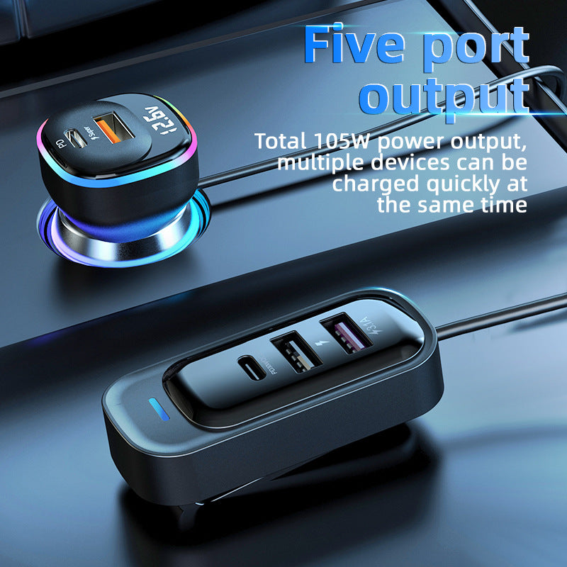 30W in-car super-fast charger, front multi-interface design, rear multi-interface PD in-car charger with snap-on design