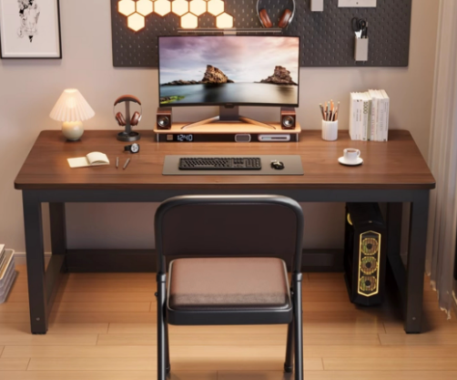 Office Computer Desk / Bedroom Writing Desk — White Top, Black Legs