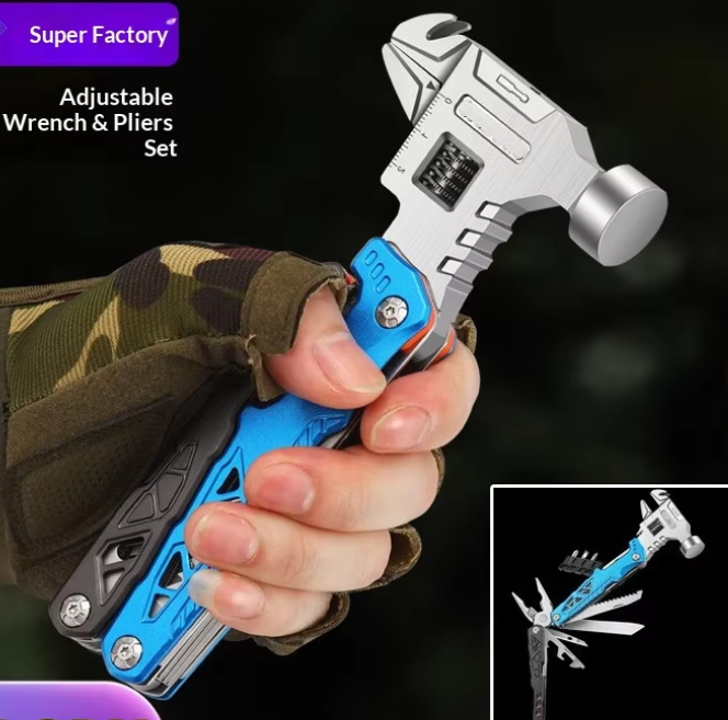 Heavy-Duty Steel 18-in-1 Multifunctional Outdoor Tool — Wrench & Pliers