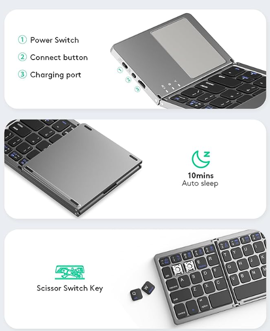 Hot Sale Mini Wireless Foldable bt portable folding Keyboard