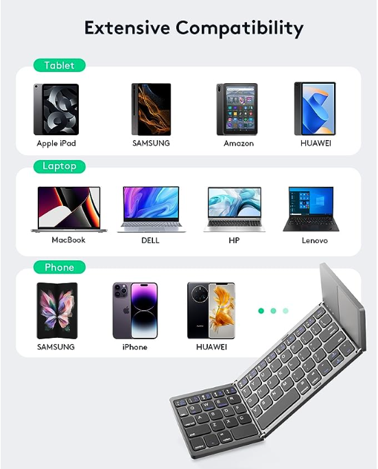 Hot Sale Mini Wireless Foldable bt portable folding Keyboard